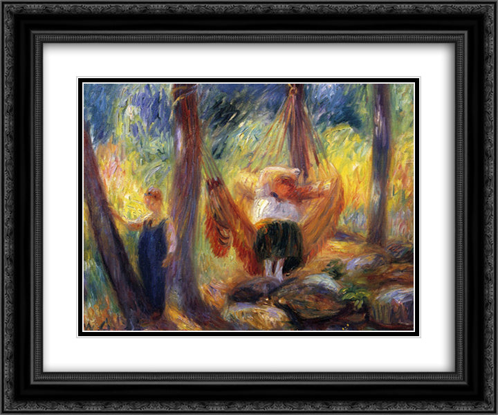 The Hammock 24x20 Black Ornate Wood Framed Art Print Poster with Double Matting by Glackens, William James