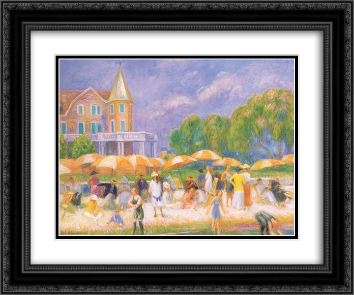 Umbrellas 24x20 Black Ornate Wood Framed Art Print Poster with Double Matting by Glackens, William James