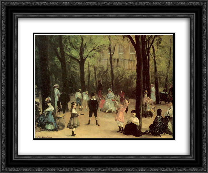 Under the Trees 24x20 Black Ornate Wood Framed Art Print Poster with Double Matting by Glackens, William James