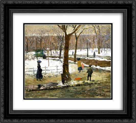 Washington Square, 22x20 Black Ornate Wood Framed Art Print Poster with Double Matting by Glackens, William James