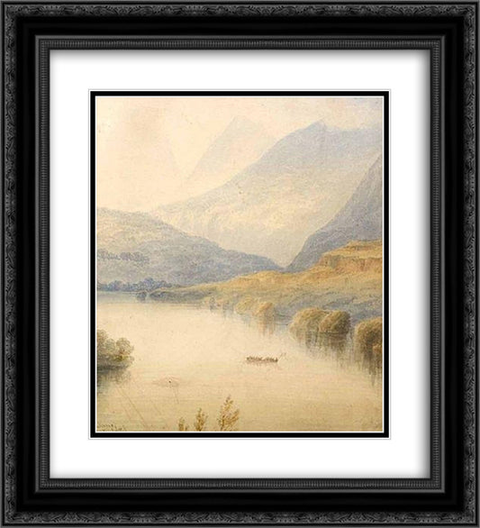 Crossing the Lake Killarney 20x22 Black Ornate Wood Framed Art Print Poster with Double Matting by Leitch, William Leighton