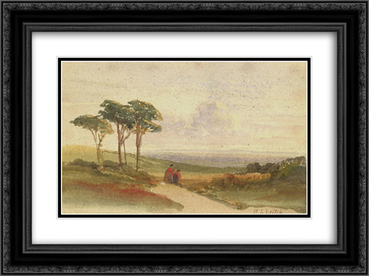 Haywards Heath 24x18 Black Ornate Wood Framed Art Print Poster with Double Matting by Leitch, William Leighton