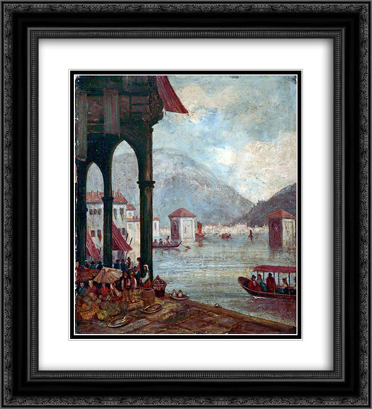 Lake Como, Italy 20x22 Black Ornate Wood Framed Art Print Poster with Double Matting by Leitch, William Leighton