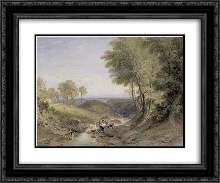 Landscape 24x20 Black Ornate Wood Framed Art Print Poster with Double Matting by Leitch, William Leighton