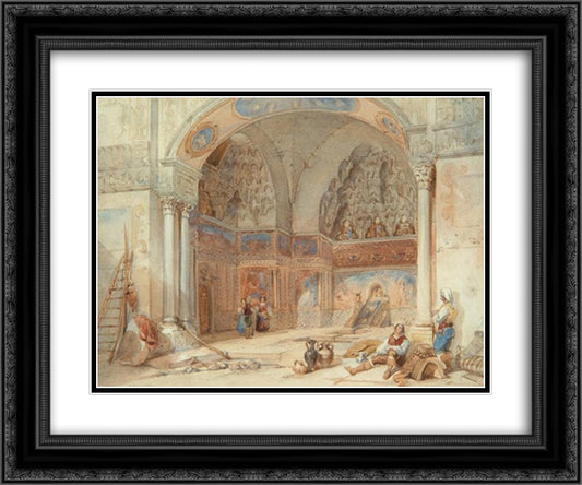 Mosque interior 24x20 Black Ornate Wood Framed Art Print Poster with Double Matting by Leitch, William Leighton