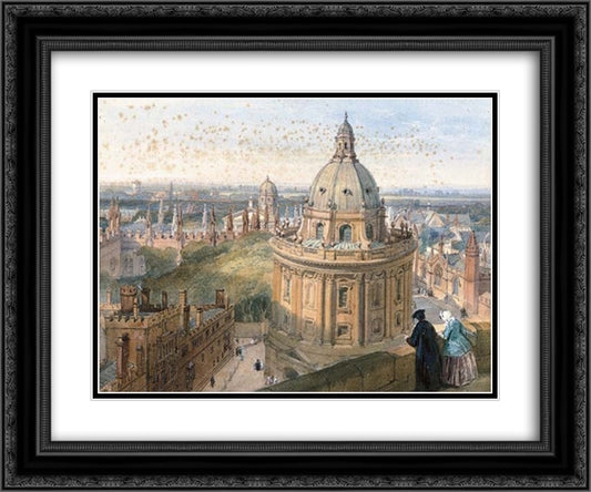 Radcliffe Camera, Oxford 24x20 Black Ornate Wood Framed Art Print Poster with Double Matting by Leitch, William Leighton