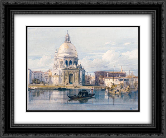 Santa Maria della Salute, Venice 24x20 Black Ornate Wood Framed Art Print Poster with Double Matting by Leitch, William Leighton
