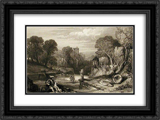 Scottish Romantic Landscape 24x18 Black Ornate Wood Framed Art Print Poster with Double Matting by Leitch, William Leighton