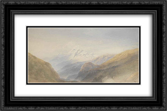 Snow-capped peak 24x16 Black Ornate Wood Framed Art Print Poster with Double Matting by Leitch, William Leighton