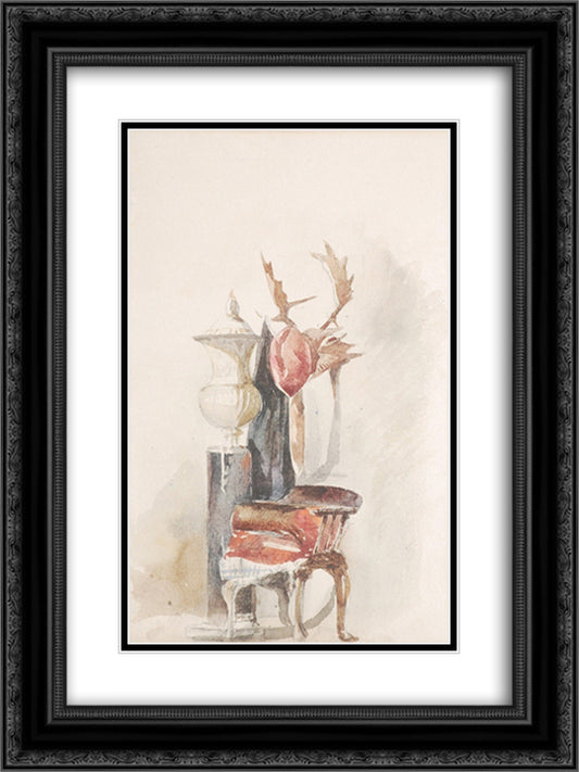 Study of Hall Furniture at Blair Castle 18x24 Black Ornate Wood Framed Art Print Poster with Double Matting by Leitch, William Leighton