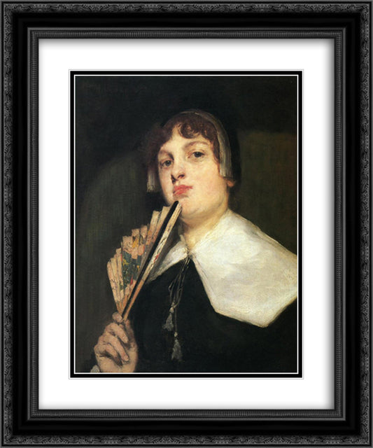 A Coquette 20x24 Black Ornate Wood Framed Art Print Poster with Double Matting by Chase, William Merritt