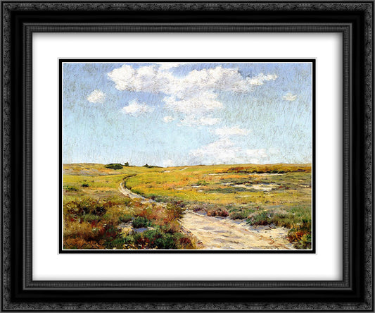 A Sunny Afternoon, Shinnecock Hills 24x20 Black Ornate Wood Framed Art Print Poster with Double Matting by Chase, William Merritt