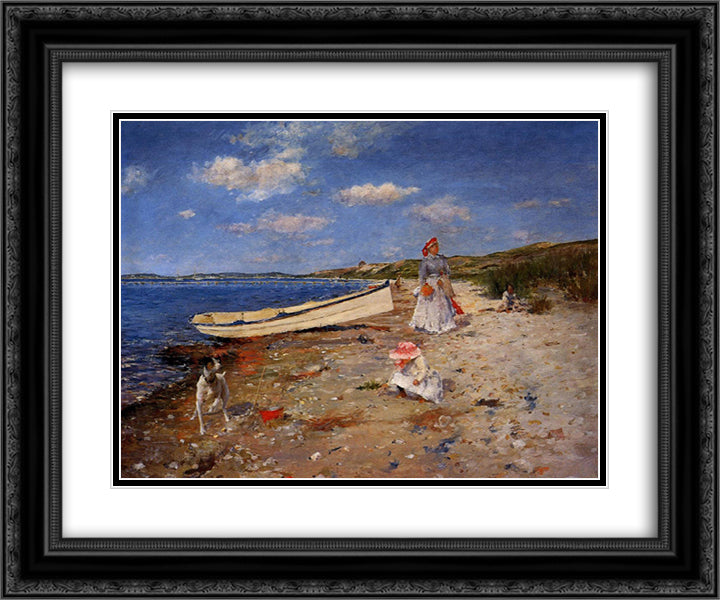 A Sunny Day at Shinnecock Bay 24x20 Black Ornate Wood Framed Art Print Poster with Double Matting by Chase, William Merritt