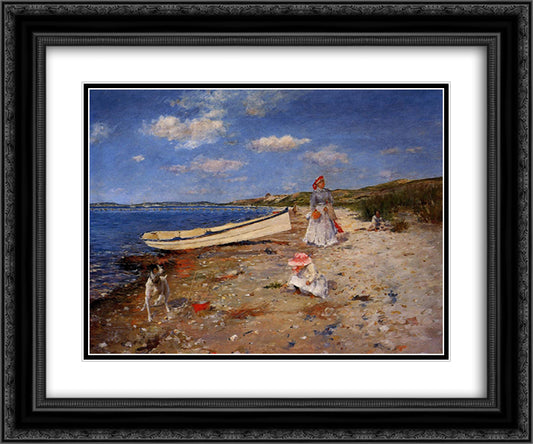 A Sunny Day at Shinnecock Bay 24x20 Black Ornate Wood Framed Art Print Poster with Double Matting by Chase, William Merritt