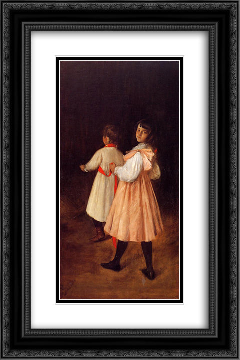 At Play 16x24 Black Ornate Wood Framed Art Print Poster with Double Matting by Chase, William Merritt