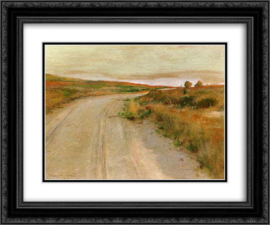 At Shinnecock Hills 24x20 Black Ornate Wood Framed Art Print Poster with Double Matting by Chase, William Merritt