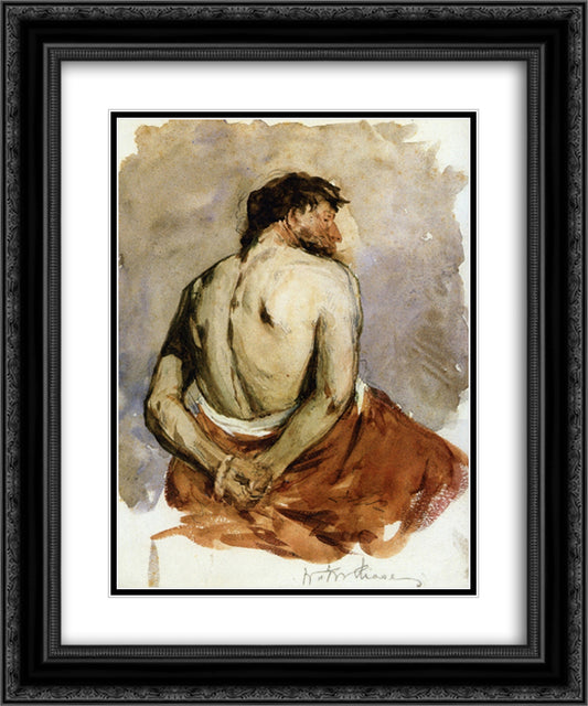 Back of a Male Figure 20x24 Black Ornate Wood Framed Art Print Poster with Double Matting by Chase, William Merritt