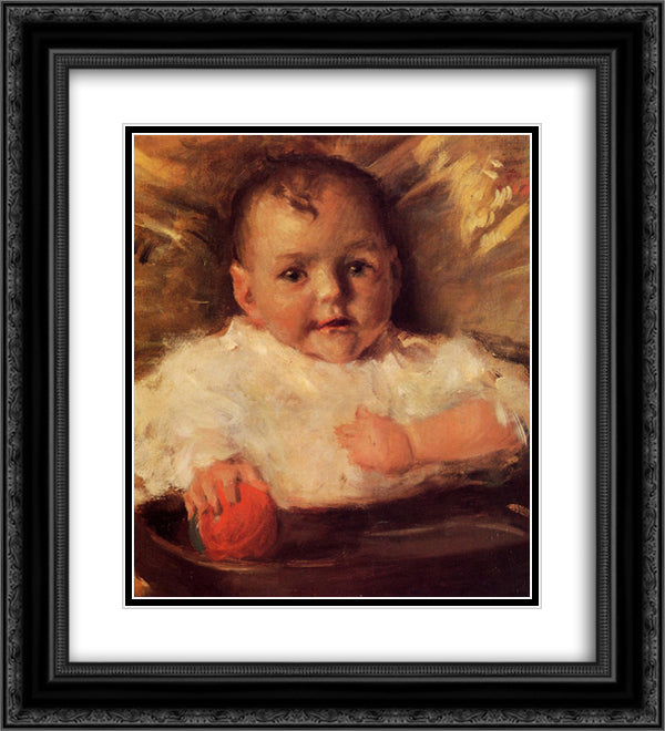 Bobbie, A Portrait Sketch 20x22 Black Ornate Wood Framed Art Print Poster with Double Matting by Chase, William Merritt