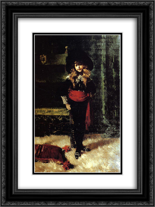 Elsie Leslie Lyde as Little Lord Fauntleroy 18x24 Black Ornate Wood Framed Art Print Poster with Double Matting by Chase, William Merritt