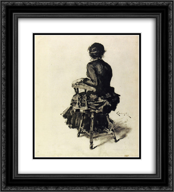 Figure Study (I) 20x22 Black Ornate Wood Framed Art Print Poster with Double Matting by Chase, William Merritt