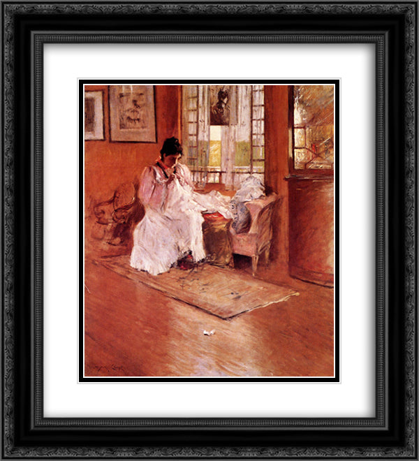 For the Little One, aka Hall at Shinnecock 20x22 Black Ornate Wood Framed Art Print Poster with Double Matting by Chase, William Merritt