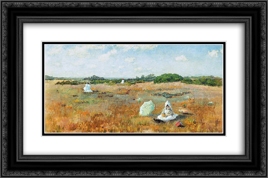 Gathering Autumn Flowers 24x16 Black Ornate Wood Framed Art Print Poster with Double Matting by Chase, William Merritt