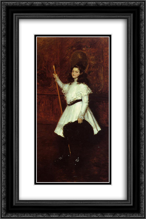 Girl in White, aka Portrait of Irene Dimock 16x24 Black Ornate Wood Framed Art Print Poster with Double Matting by Chase, William Merritt