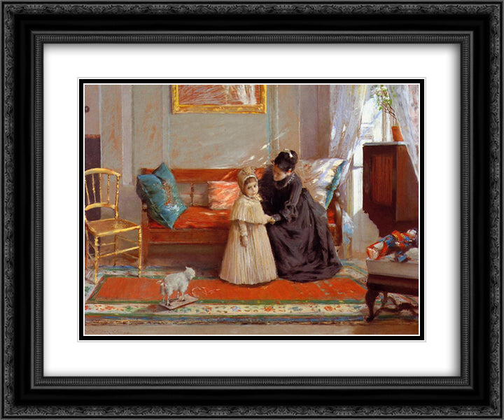 I am Going to See Grandma (aka Mrs. Chase and Child) 24x20 Black Ornate Wood Framed Art Print Poster with Double Matting by Chase, William Merritt