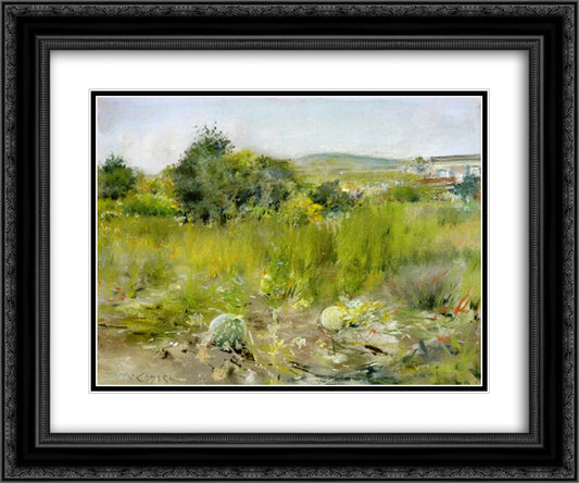 In the Garden (aka A Squatter's Hut, Flatbush or The Old Garden) 24x20 Black Ornate Wood Framed Art Print Poster with Double Matting by Chase, William Merritt