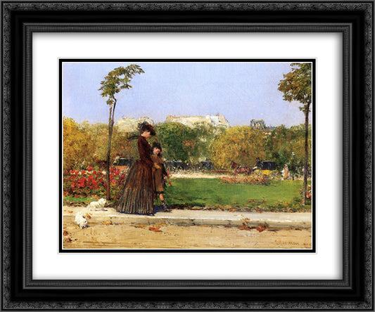 In the Park, Paris 24x20 Black Ornate Wood Framed Art Print Poster with Double Matting by Chase, William Merritt