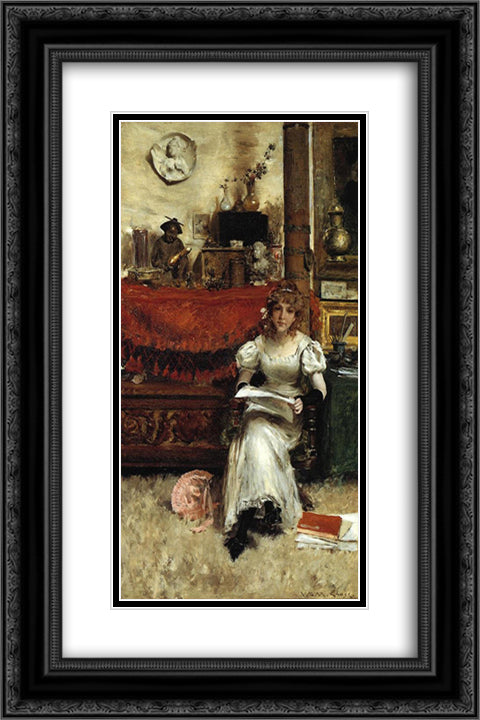 In the Studio 16x24 Black Ornate Wood Framed Art Print Poster with Double Matting by Chase, William Merritt