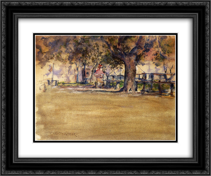 In Washington Park, Brooklyn, N.Y. 24x20 Black Ornate Wood Framed Art Print Poster with Double Matting by Chase, William Merritt