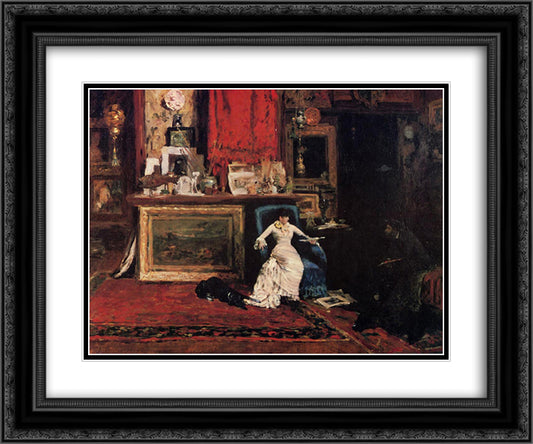 Interior of the Artist's Studio (aka The Tenth Street Studio) 24x20 Black Ornate Wood Framed Art Print Poster with Double Matting by Chase, William Merritt