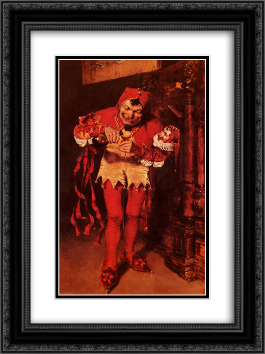 Keying Up, The Court Jester 18x24 Black Ornate Wood Framed Art Print Poster with Double Matting by Chase, William Merritt