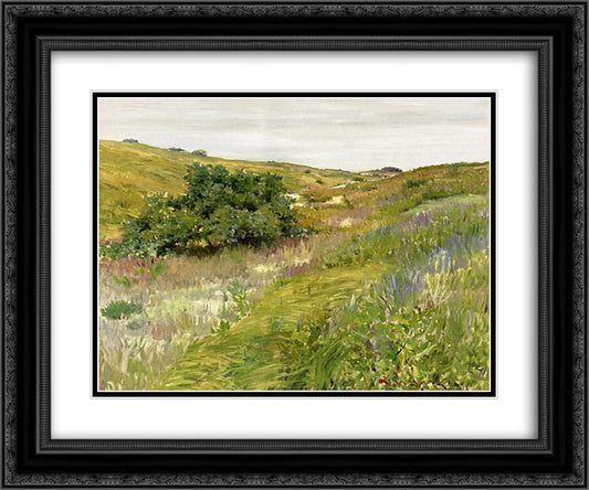 Landscape, Shinnecock Hills 24x20 Black Ornate Wood Framed Art Print Poster with Double Matting by Chase, William Merritt