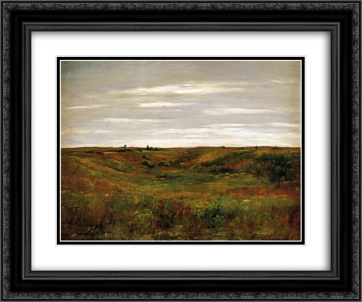 Landscape - A Shinnecock Vale 24x20 Black Ornate Wood Framed Art Print Poster with Double Matting by Chase, William Merritt