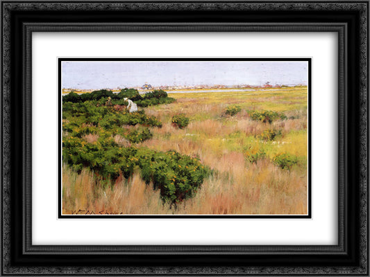 Landscape near Coney Island 24x18 Black Ornate Wood Framed Art Print Poster with Double Matting by Chase, William Merritt