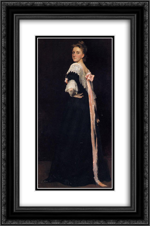 Lydia Field Emmet 16x24 Black Ornate Wood Framed Art Print Poster with Double Matting by Chase, William Merritt