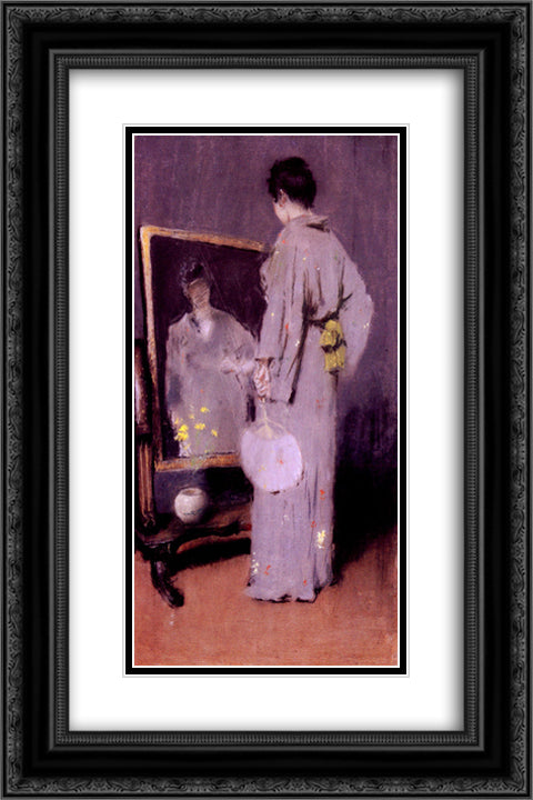 Making Her Toilet 16x24 Black Ornate Wood Framed Art Print Poster with Double Matting by Chase, William Merritt