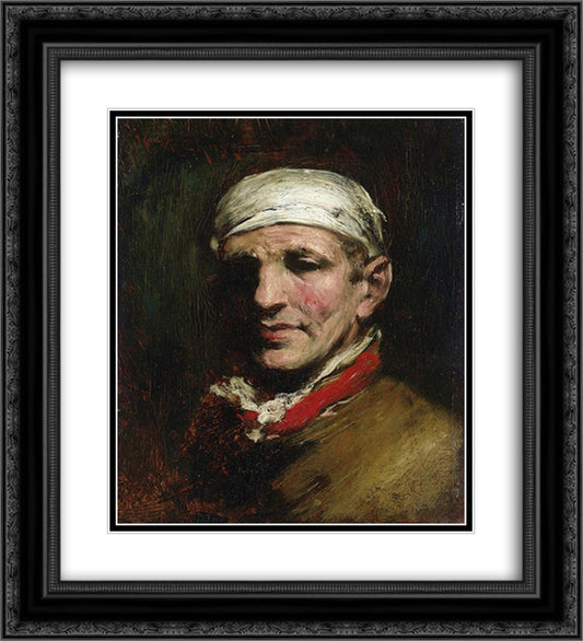 Man with Bandana 20x22 Black Ornate Wood Framed Art Print Poster with Double Matting by Chase, William Merritt