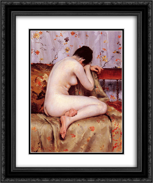 Modern Magdalen 20x24 Black Ornate Wood Framed Art Print Poster with Double Matting by Chase, William Merritt