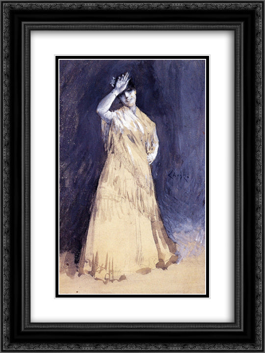 Mrs. Chase as the Senorita 18x24 Black Ornate Wood Framed Art Print Poster with Double Matting by Chase, William Merritt