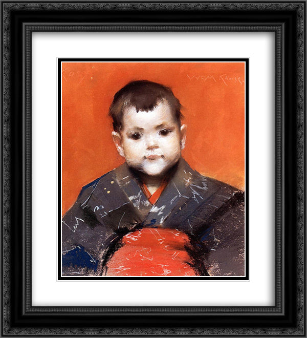 My Baby (Cosy) 20x22 Black Ornate Wood Framed Art Print Poster with Double Matting by Chase, William Merritt