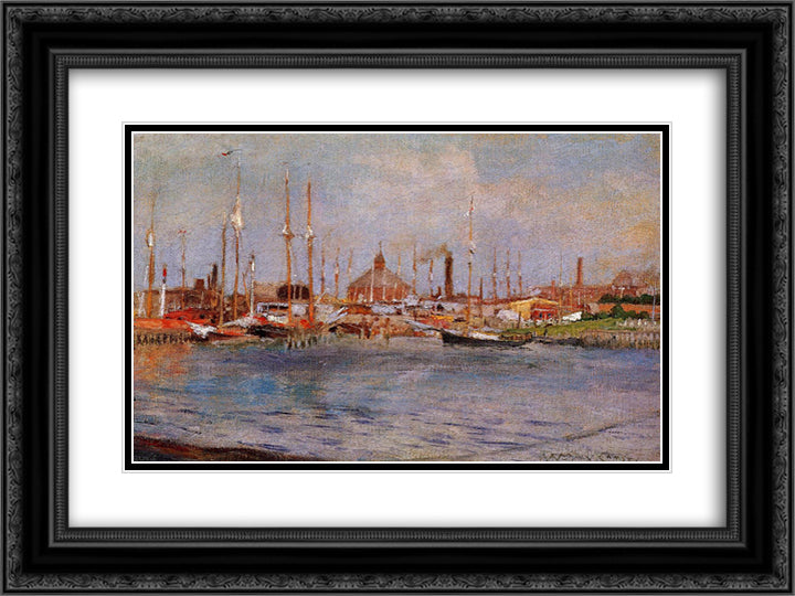 Near Bay Ridge 24x18 Black Ornate Wood Framed Art Print Poster with Double Matting by Chase, William Merritt