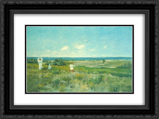 Near the beach, Shinnecock 24x18 Black Ornate Wood Framed Art Print Poster with Double Matting by Chase, William Merritt