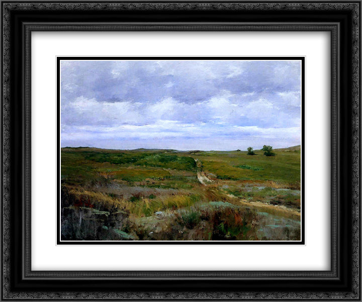 Over the Hills and Far Away 24x20 Black Ornate Wood Framed Art Print Poster with Double Matting by Chase, William Merritt