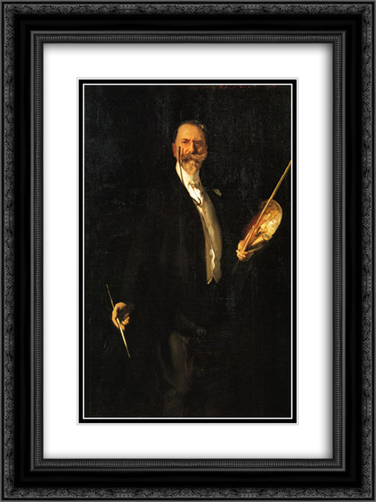 Portrait 18x24 Black Ornate Wood Framed Art Print Poster with Double Matting by Chase, William Merritt