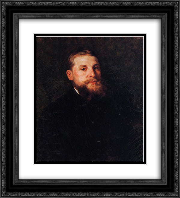 Portrait of a Gentleman 20x22 Black Ornate Wood Framed Art Print Poster with Double Matting by Chase, William Merritt