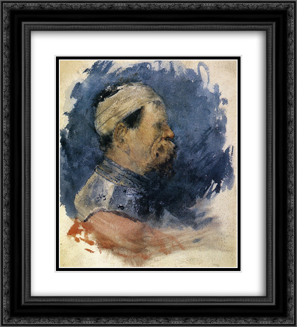 Portrait of a Man 20x22 Black Ornate Wood Framed Art Print Poster with Double Matting by Chase, William Merritt