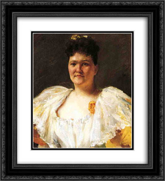 Portrait of a Woman 20x22 Black Ornate Wood Framed Art Print Poster with Double Matting by Chase, William Merritt